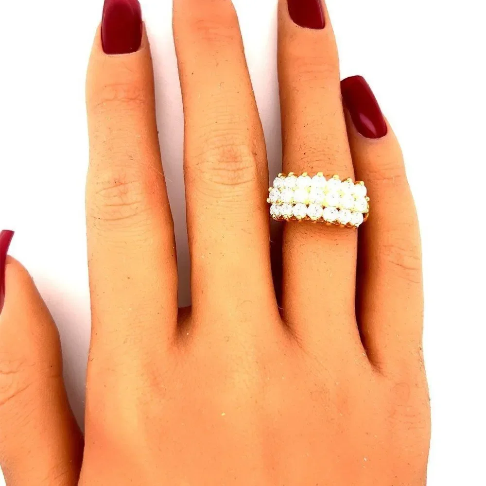 925 Gold Vermeil 3-Row‎ Diamonique Cz Ring